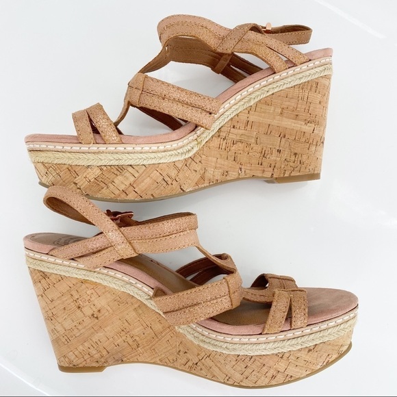 LUCKY BRAND Keena Wedge Sandal Rosegold, Size 9 - Picture 5 of 11